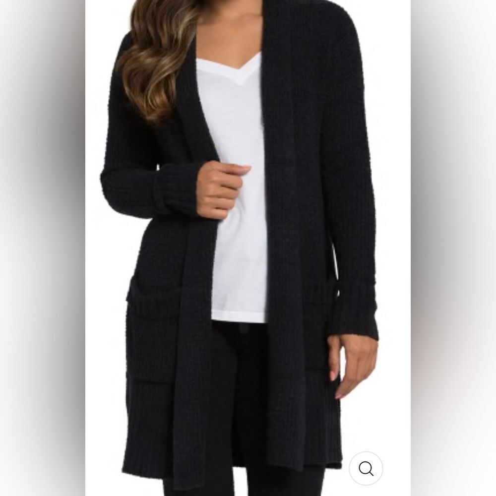 BAREFOOT DREAMS - Cozychic Lite Long Weekend Cardi Cardigan in Black Sz Medium